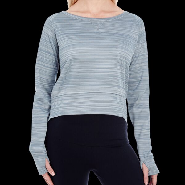 Ladies' Odyssey Striped Poly Fleece Hi-Lo Crew Thumbnail